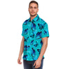 Turquoise Bubble Butterfly Print Men's Short Sleeve Shirt-grizzshop