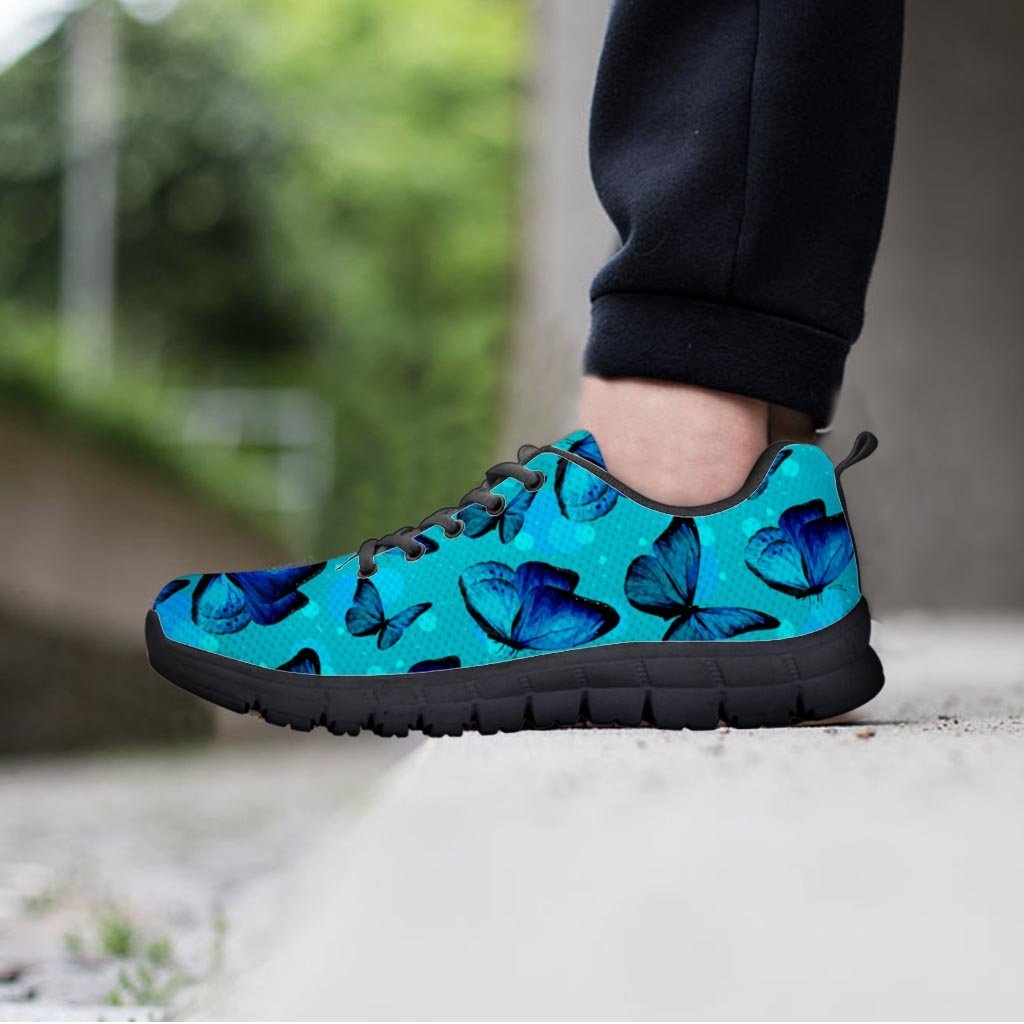 Turquoise Bubble Butterfly Print Men's Sneakers-grizzshop