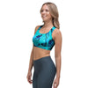 Turquoise Bubble Butterfly Print Sports Bra-grizzshop