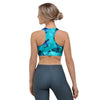 Turquoise Bubble Butterfly Print Sports Bra-grizzshop