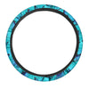 Turquoise Bubble Butterfly Print Steering Wheel Cover-grizzshop