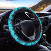 Turquoise Bubble Butterfly Print Steering Wheel Cover-grizzshop