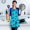 Turquoise Bubble Butterfly Print Women's Apron-grizzshop