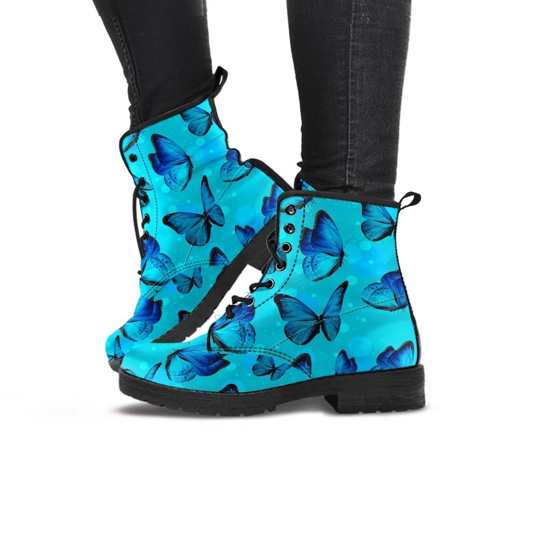 Turquoise Bubble Butterfly Print Women's Boots-grizzshop