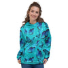 Turquoise Bubble Butterfly Print Women's Hoodie-grizzshop