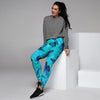 Turquoise Bubble Butterfly Print Women's Joggers-grizzshop