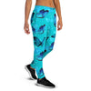 Turquoise Bubble Butterfly Print Women's Joggers-grizzshop