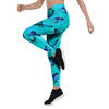 Turquoise Bubble Butterfly Print Women's Leggings-grizzshop