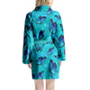 Turquoise Bubble Butterfly Print Women's Robe-grizzshop