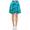 Turquoise Bubble Butterfly Print Women's Skirt-grizzshop