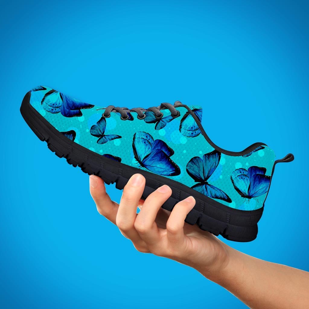 Turquoise Bubble Butterfly Print Women's Sneakers-grizzshop