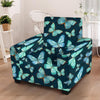 Turquoise Butterfly Print Armchair Cover-grizzshop