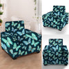 Turquoise Butterfly Print Armchair Cover-grizzshop