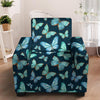 Turquoise Butterfly Print Armchair Cover-grizzshop