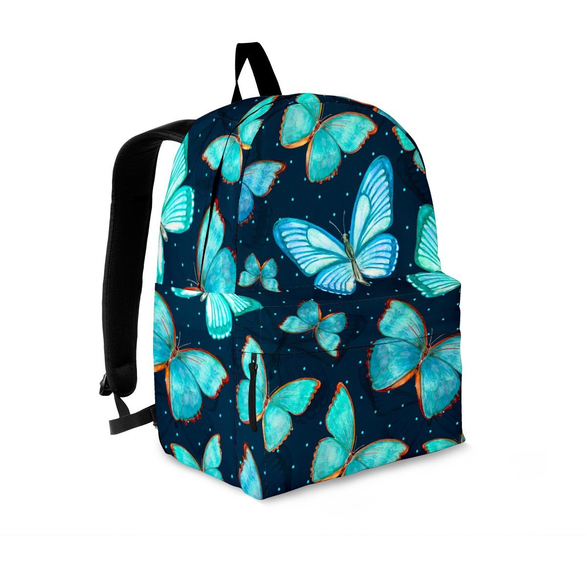 Turquoise Butterfly Print Backpack-grizzshop