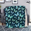 Turquoise Butterfly Print Blanket-grizzshop