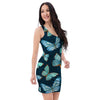 Turquoise Butterfly Print Bodycon Dress-grizzshop