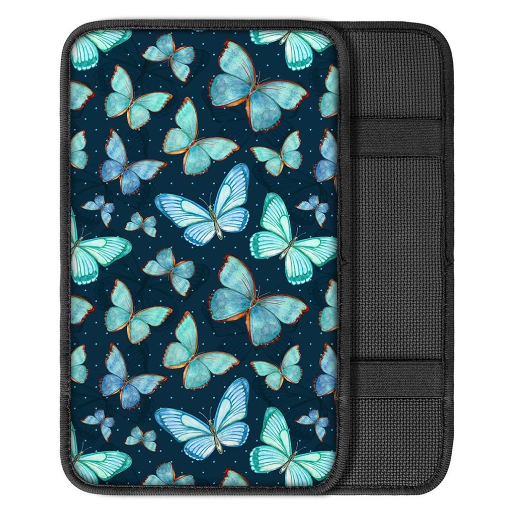 Turquoise Butterfly Print Car Console Cover-grizzshop