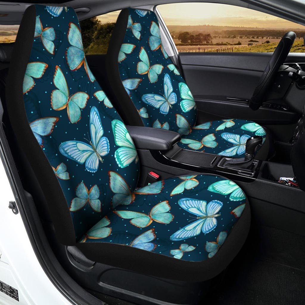 Turquoise Butterfly Print Car Seat Covers-grizzshop