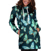 Turquoise Butterfly Print Hoodie Dress-grizzshop