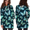 Turquoise Butterfly Print Hoodie Dress-grizzshop