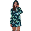 Turquoise Butterfly Print Hoodie Dress-grizzshop