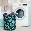 Turquoise Butterfly Print Laundry Basket-grizzshop