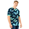 Turquoise Butterfly Print Men T Shirt-grizzshop