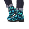 Turquoise Butterfly Print Men's Boots-grizzshop