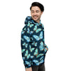 Turquoise Butterfly Print Men's Hoodie-grizzshop