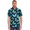 Turquoise Butterfly Print Men's Short Sleeve Shirt-grizzshop