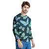 Turquoise Butterfly Print Men's Sweatshirt-grizzshop