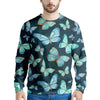 Turquoise Butterfly Print Men's Sweatshirt-grizzshop