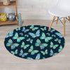 Turquoise Butterfly Print Round Rug-grizzshop