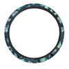 Turquoise Butterfly Print Steering Wheel Cover-grizzshop