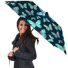 Turquoise Butterfly Print Umbrella-grizzshop