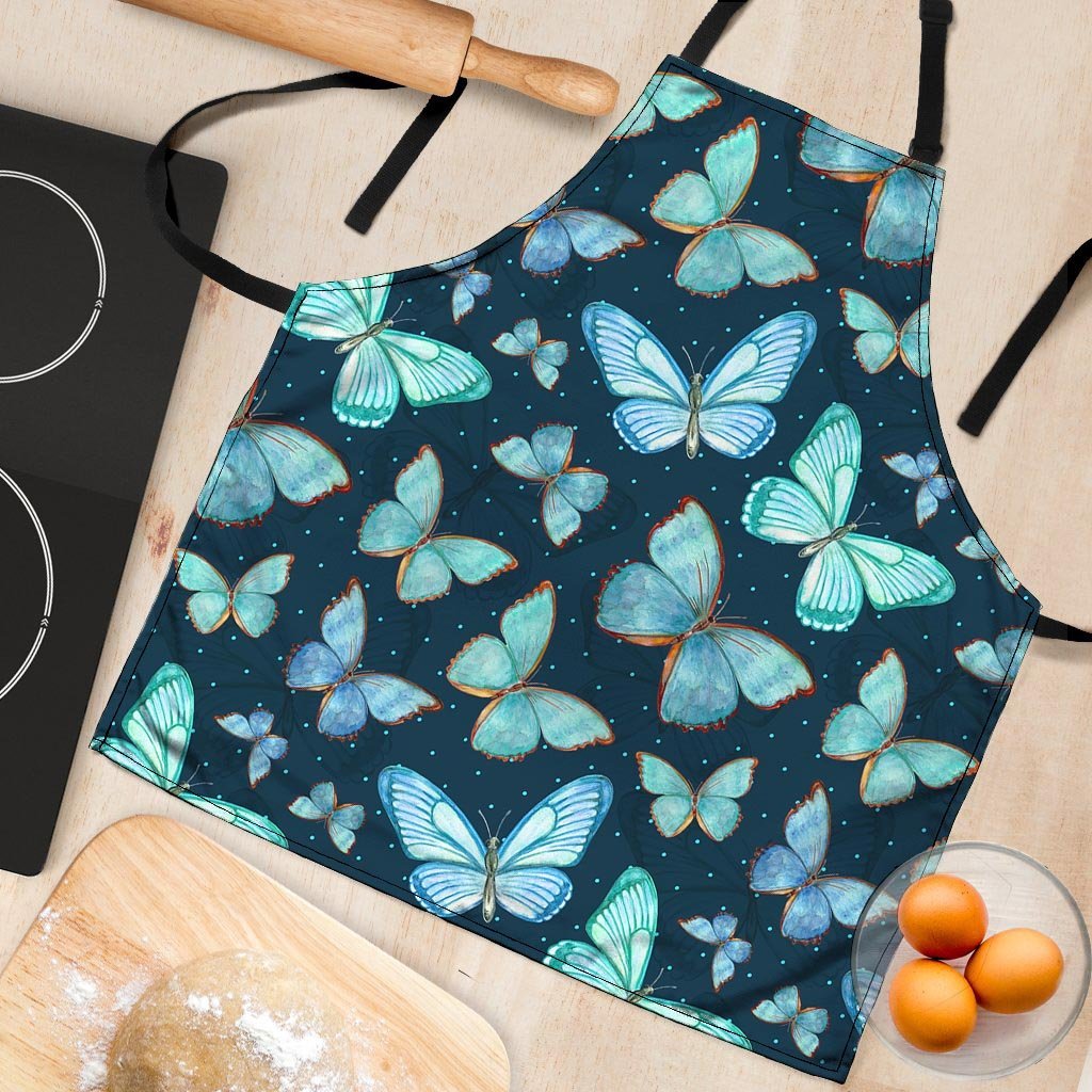 Turquoise Butterfly Print Women's Apron-grizzshop
