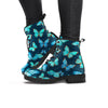 Turquoise Butterfly Print Women's Boots-grizzshop