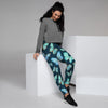 Turquoise Butterfly Print Women's Joggers-grizzshop