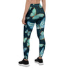 Turquoise Butterfly Print Women's Leggings-grizzshop