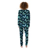 Turquoise Butterfly Print Women's Pajamas-grizzshop