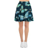 Turquoise Butterfly Print Women's Skirt-grizzshop