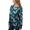 Turquoise Butterfly Print Women's Sweatshirt-grizzshop