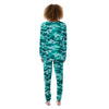 Turquoise Camo And Camouflage Print Women's Pajamas-grizzshop