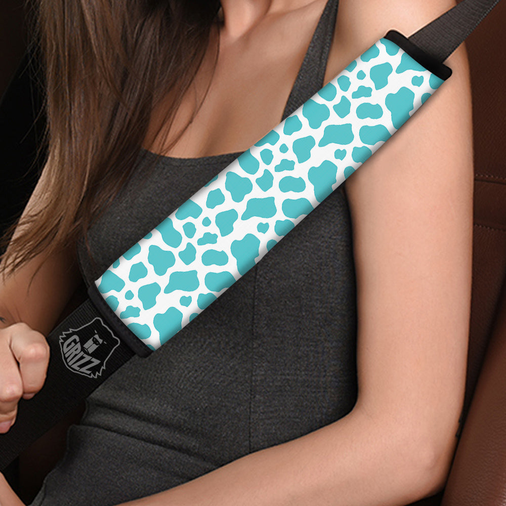 Turquoise Cow Print Pattern Car Seat Belt Cover-grizzshop