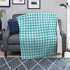 Turquoise Houndstooth Print Blanket-grizzshop