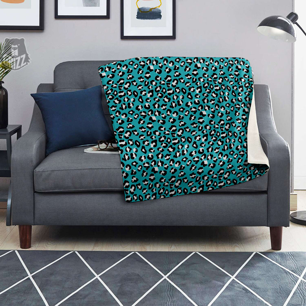 Turquoise Leopard Print Pattern Blanket-grizzshop