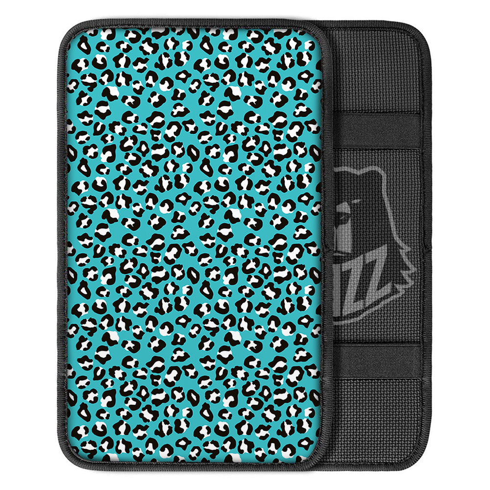 Turquoise Leopard Print Pattern Car Center Console Cover-grizzshop