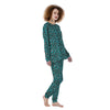 Turquoise Leopard Print Pattern Women's Pajamas-grizzshop