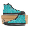 Turquoise Paisley Bandana Print Black High Top Shoes-grizzshop